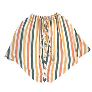 NWT Anthropologie button up striped cape or poncho shirt women’s size Small